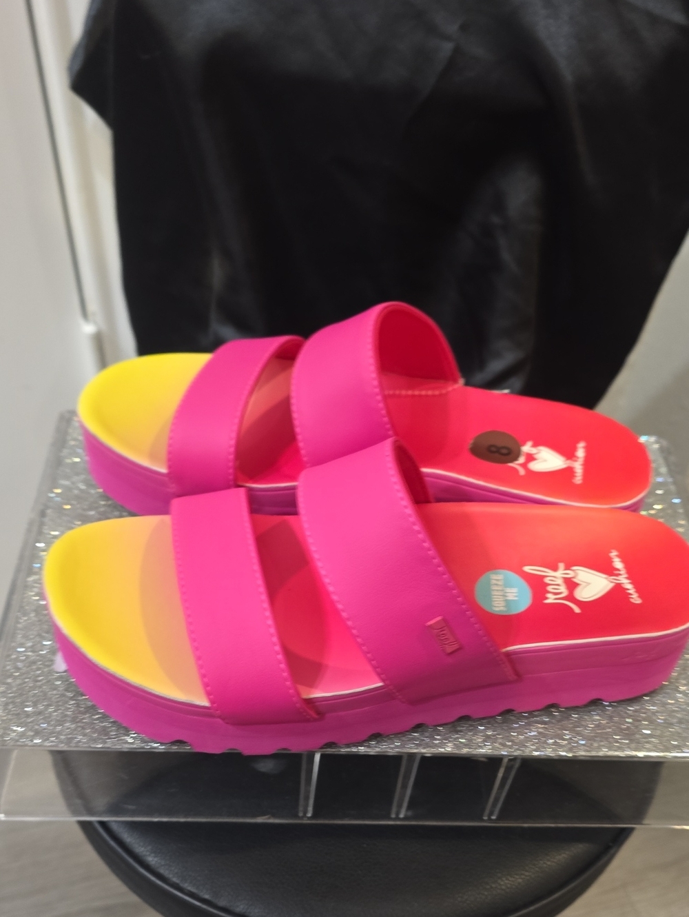 Reef Banded Horizon Hi Double-Strap Slide Sandal- Pink Orange - Picture 7 of 10